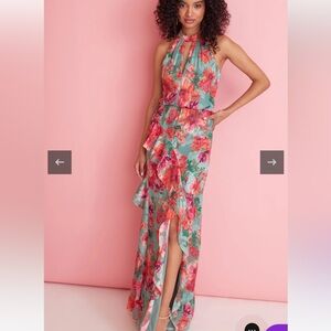 NWT Adrianna Papel Printed Ruffled Mermaid Floral Gown